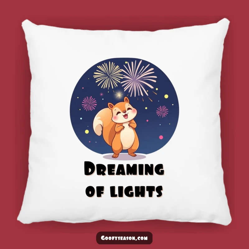 Funny Squirrel Fireworks Pillow: Get Cozy with Nighttime Excitement