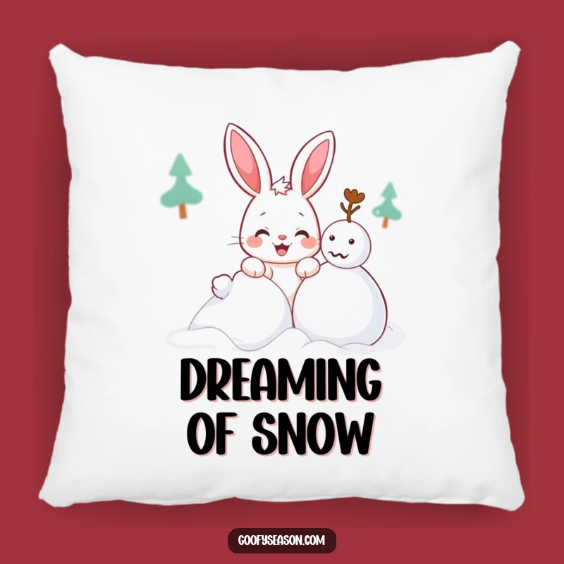 Cozy Funny Kawaii Bunny Snowman Pillow: Soft Comfort with a Winter Grin