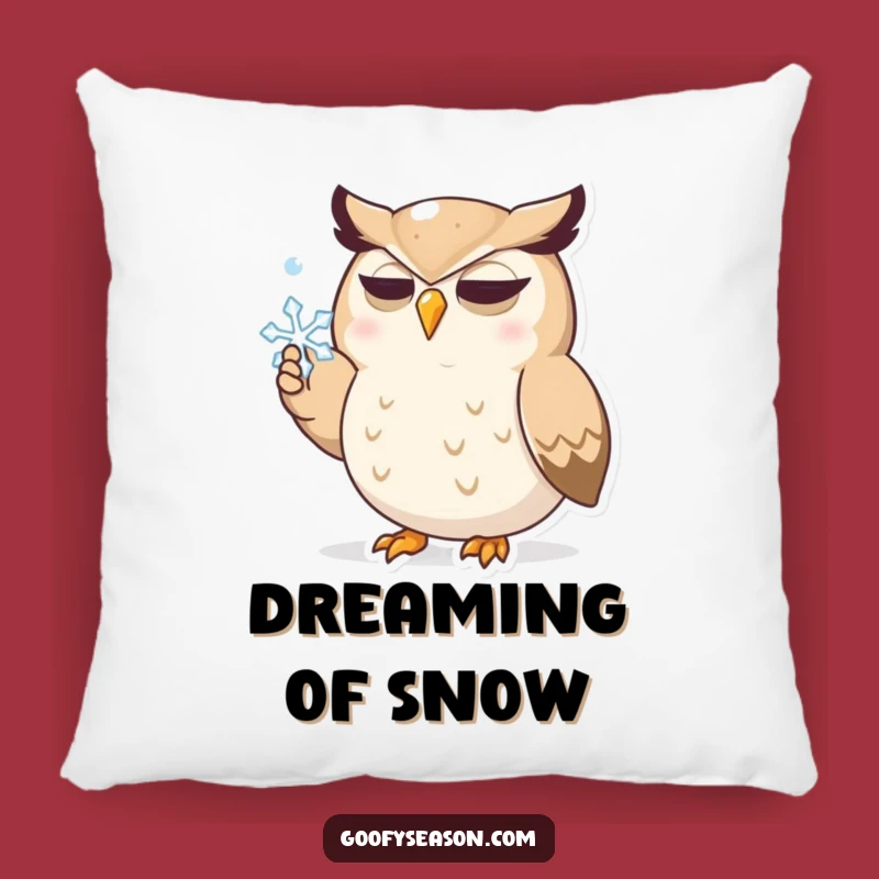 Funny Owl Snowflake Pillow - Cozy Cushion with a Determined Winter Character