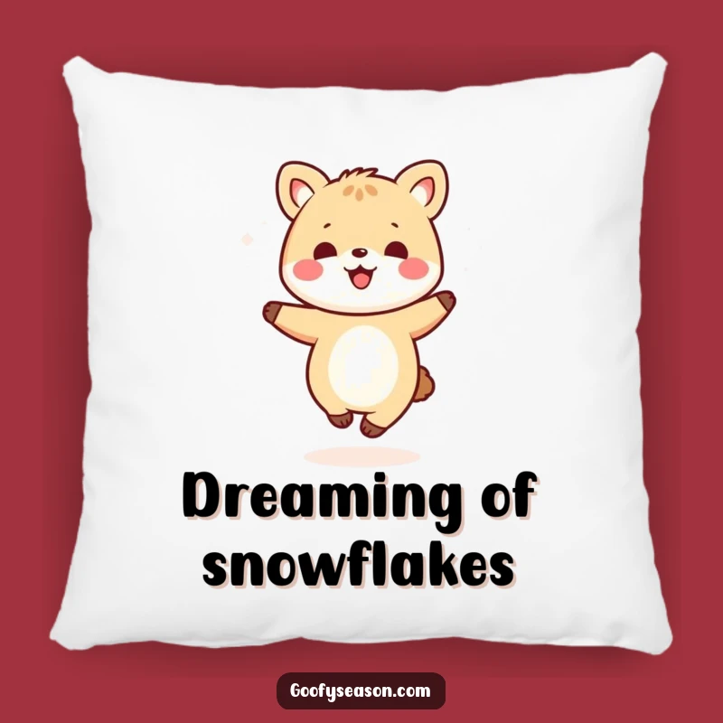Funny Kawaii Dancing Animal Snowflake Pillow - Cozy & Cheerful Accent Gift