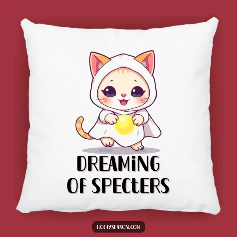 Funny Ghost Cat Accent Pillow: Snuggle Up with Halloween's Cutest Spooky Friend