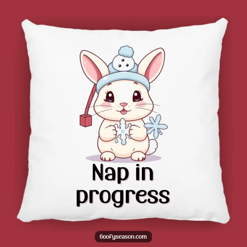 Funny Bunny Pillow, Cozy Winter Cushion, Cute Seasonal Decor Gift