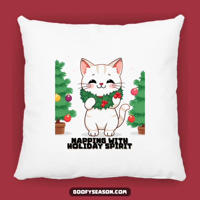 Funny Festive Cat Pillow - Cozy & Hilarious Holiday Home Decor Gift