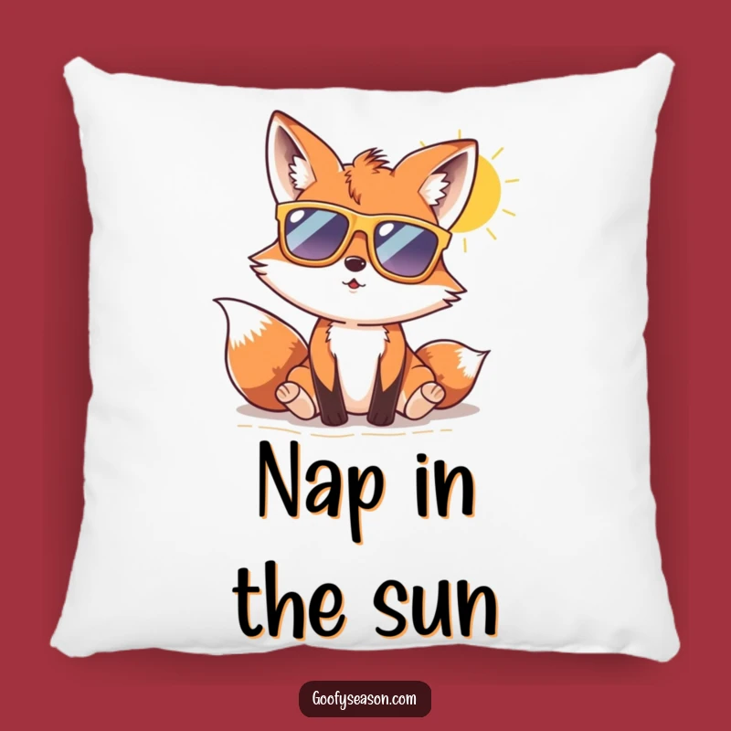 Funny Fox Beach Day Pillow: Cozy Comfort & Sunny Humor