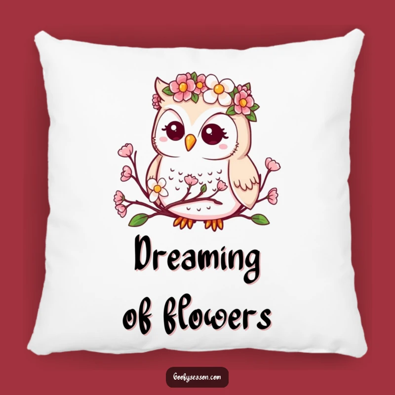 Funny Kawaii Owl Pillow - Cozy Spring Flower Crown Cushion for Serene Comfort Funny Gift