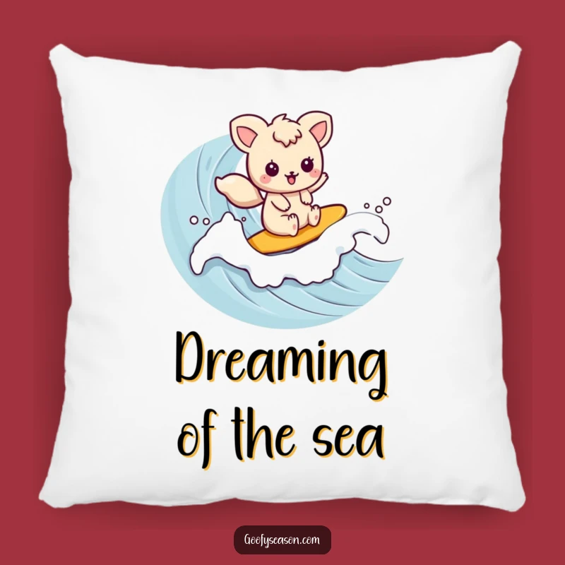 Funny Kawaii Surfer Pillow - Soft Animal Wave Cushion, Cozy Funny Gift Accent