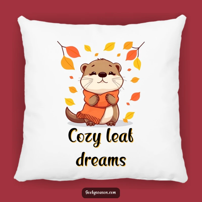 Funny Otter Pillow: Cozy Autumn Scarf Cushion, Adorable Humorous Gift
