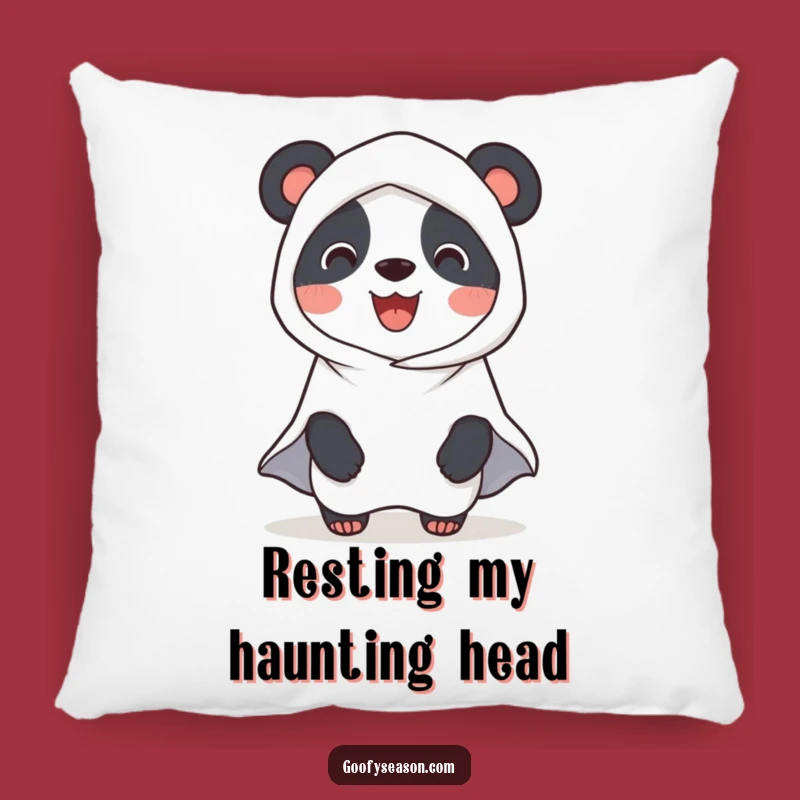 Funny Panda Ghost Halloween Pillow: Cozy Spooky Decor