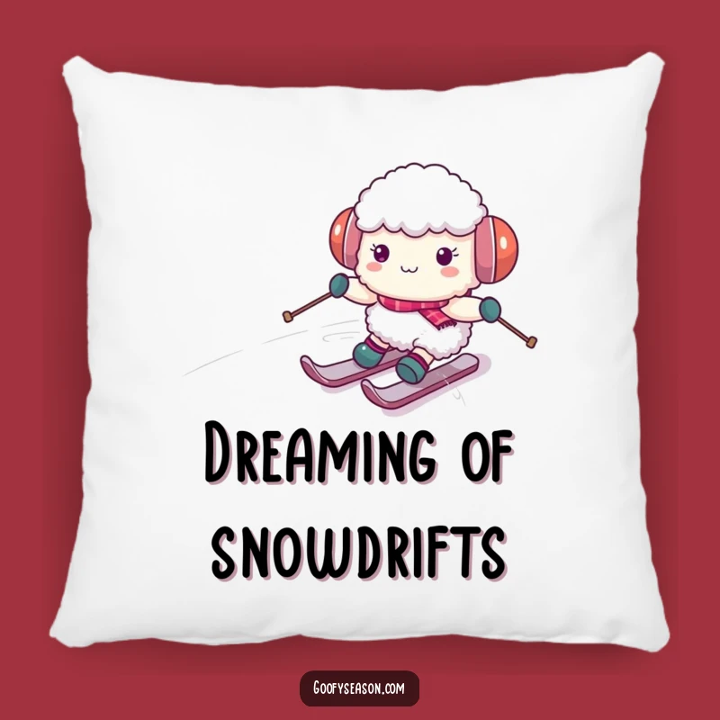 Funny Sheep Skiing Pillow: Cozy & Hilarious Accent for Winter Comfort