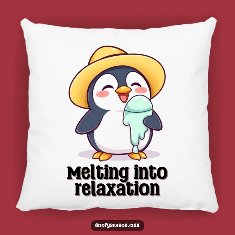 Funny Penguin Pillow: Summer Ice Cream Cushion, Adorable Humorous Gift