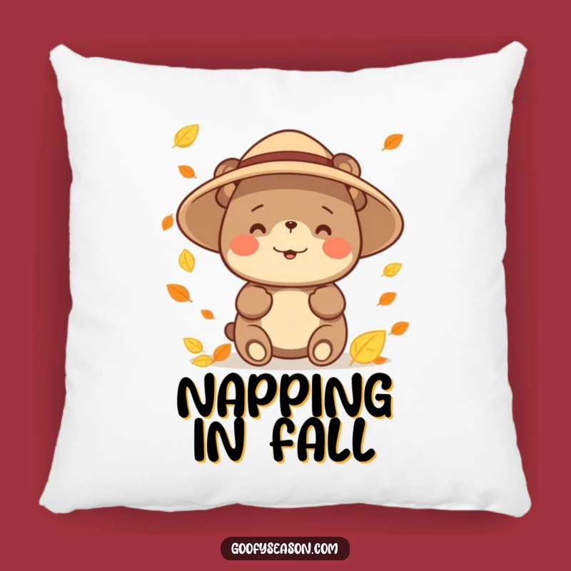 Funny Bear Leaf Catching Pillow: Cozy & Hilarious Accent for Autumn Comfort