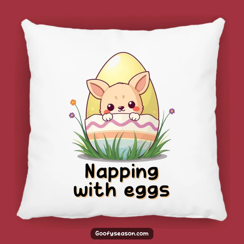 Funny Kawaii Easter Egg Pillow - Soft Animal Cushion, Cozy Funny Gift Accent