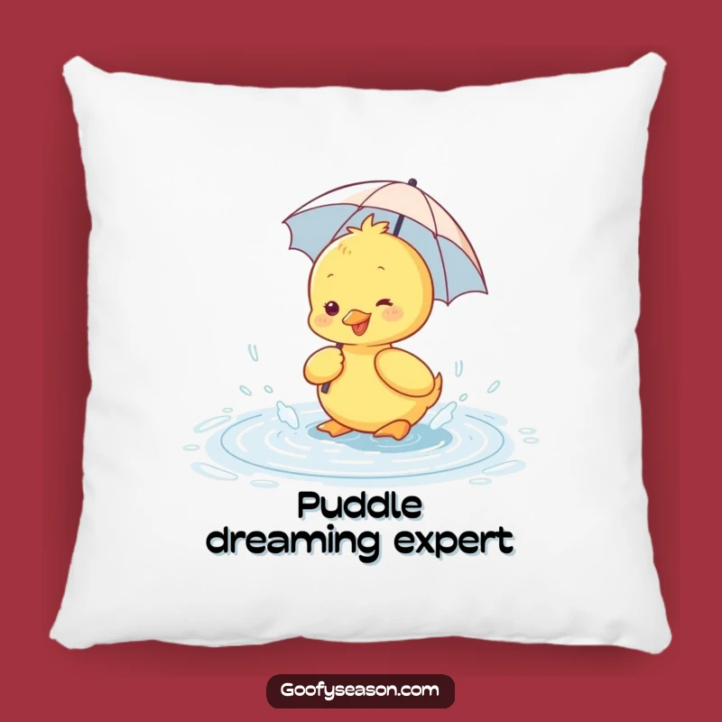 Funny Duckling Puddle Pillow - Cozy & Cheerful Rainy Decor Gift