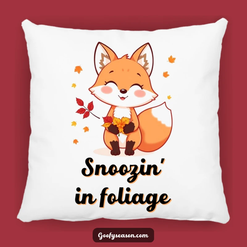 Funny Fox Autumn Leaves Pillow: Cozy Up with Fall's Funniest Friend