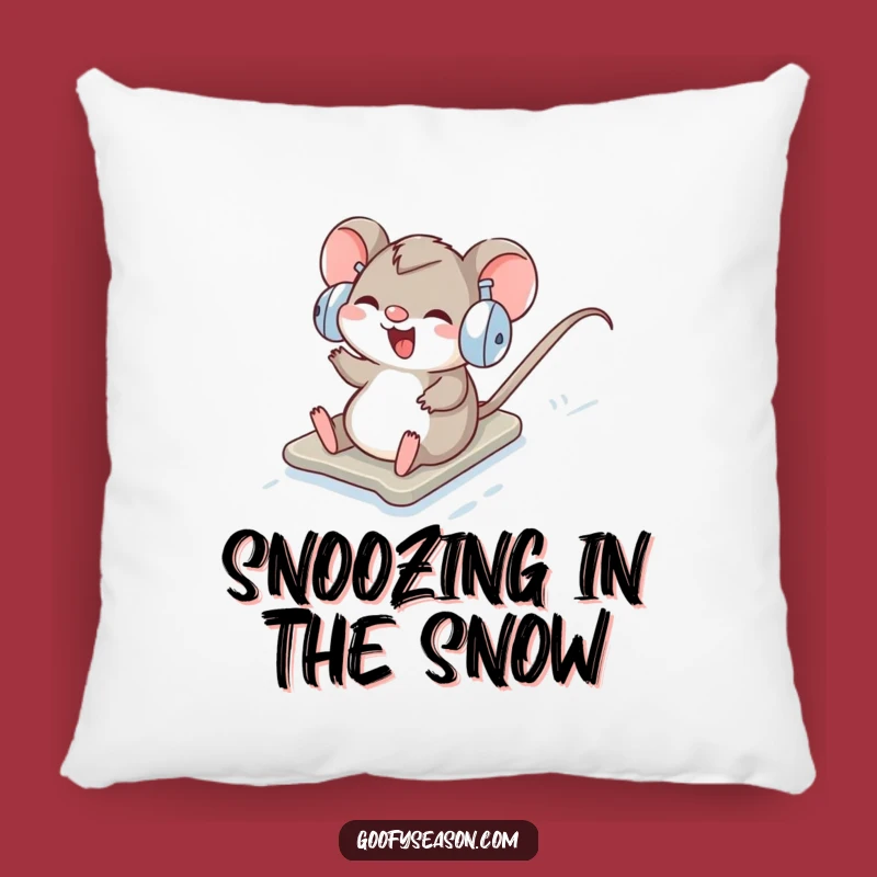 Funny Mouse Pillow: Cozy Snow Slider Cushion, Adorable Humorous Gift