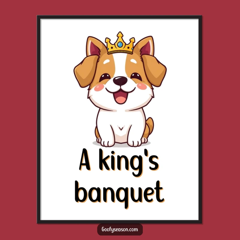 Funny Royal Dog Feast Digital Art: Instant Regal Charm & Humor