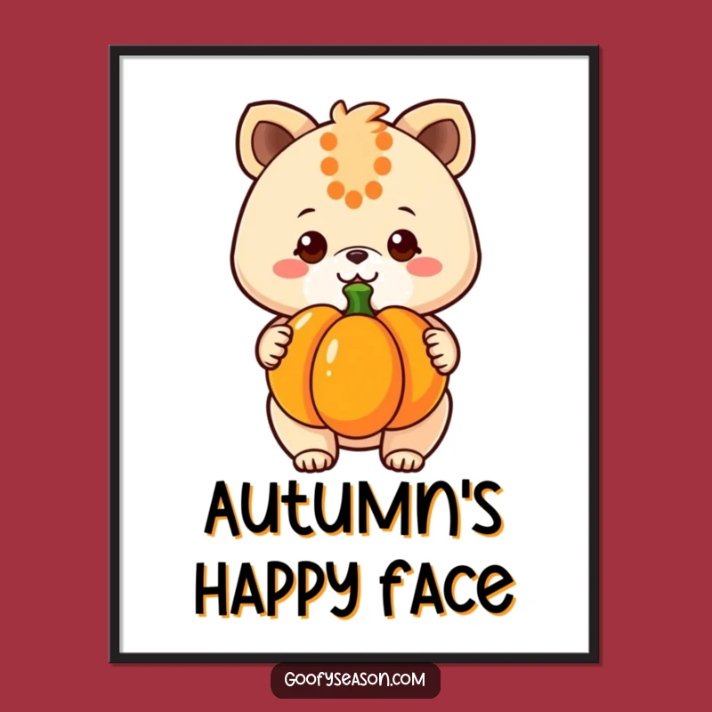 Funny Kawaii Pumpkin Digital Art - Cheerful Animal Character Print, Instant Funny Gift Download