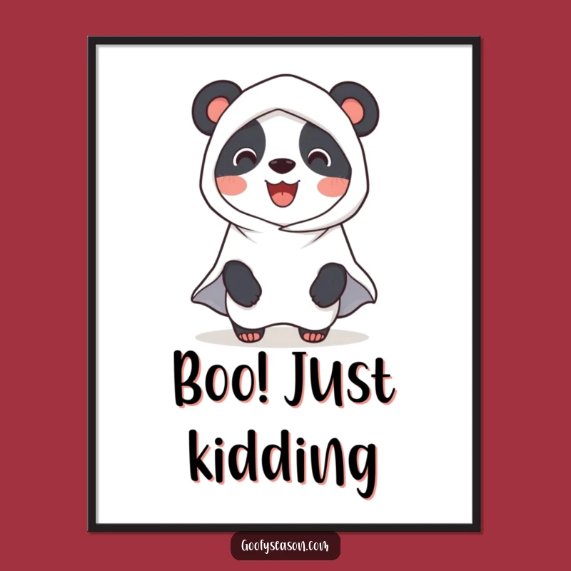 Funny Panda Ghost Halloween Digital Print: Spooky Cute Decor