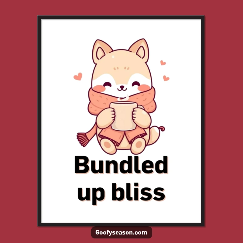Instant Funny Kawaii Cozy Animal Art Print: Download Warmth and Humor Today