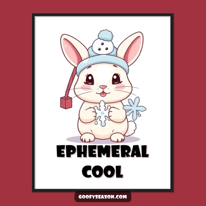 Funny Bunny Digital Art, Winter Charm, Instant Cute Decor Gift