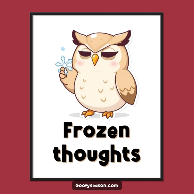 Funny Owl Snowflake Digital Art - Whimsical Winter Decor, Instant Funny Gift