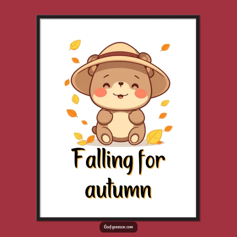 Funny Bear Leaf Catching Digital Art: Instant Hilarious Autumn Decor