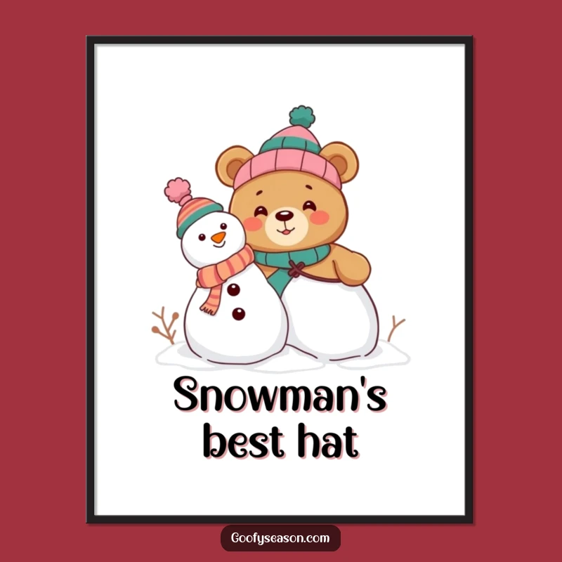 Funny Bear Snowman Digital Art Print - Instant Humor for Your Walls