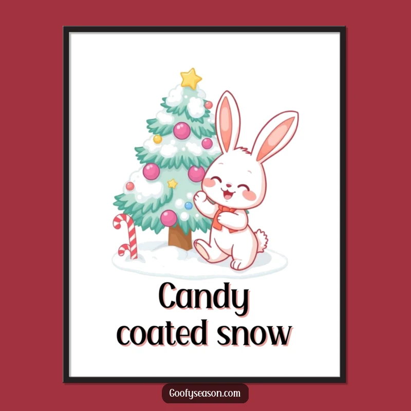 Funny Bunny Christmas Digital Art - Instant Festive Winter Decor for Walls
