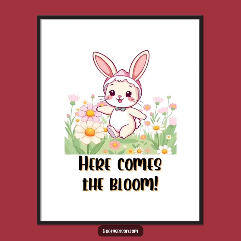 Funny Bunny Spring Digital Print - Instant Cheerful Wall Art