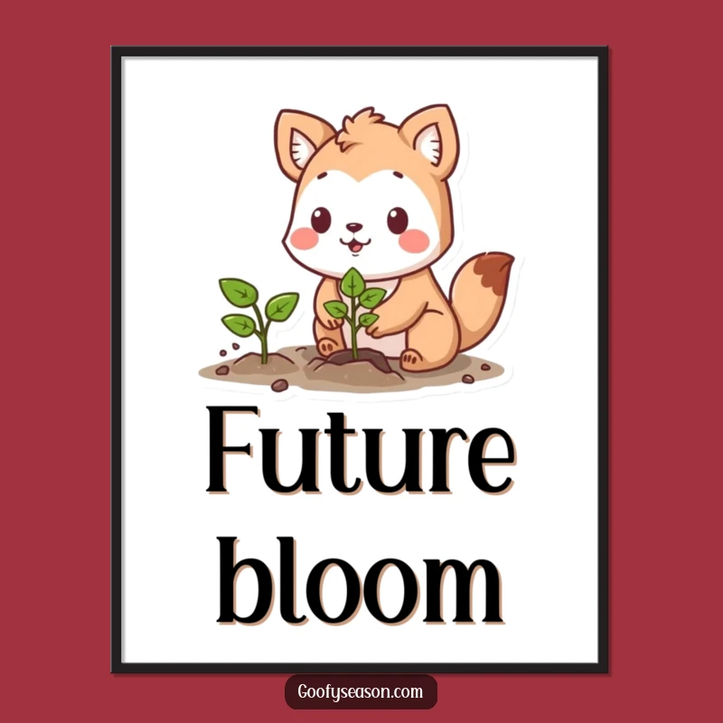 Funny Determined Gardener Animal Digital Print - Instant Hopeful Decor Gift