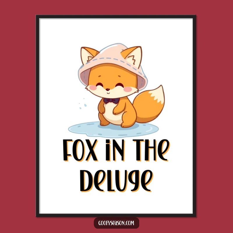 Funny Fox Puddle Digital Art: Instant Hilarious Rain Decor