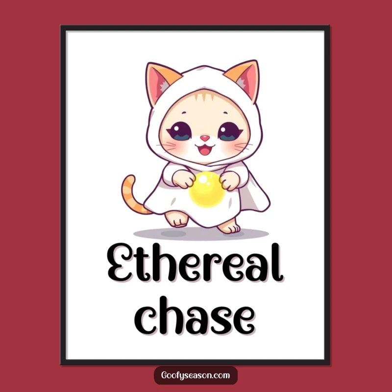 Funny Ghost Cat Digital Art Print: Instant Spooky Charm for Your Collection