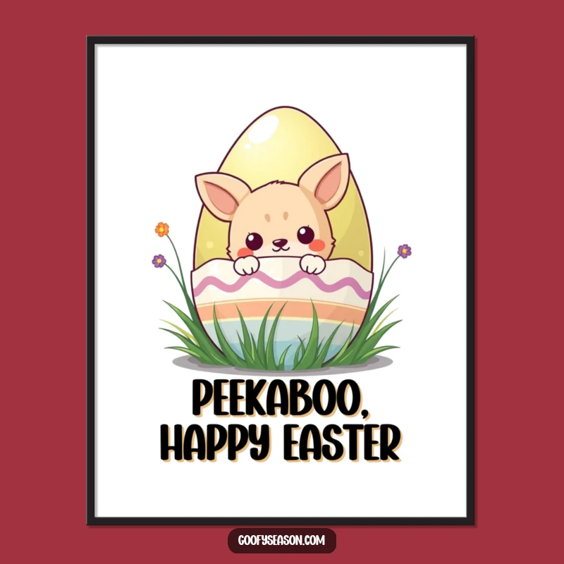 Funny Kawaii Easter Egg Digital Art - Adorable Animal Print, Instant Funny Gift Download