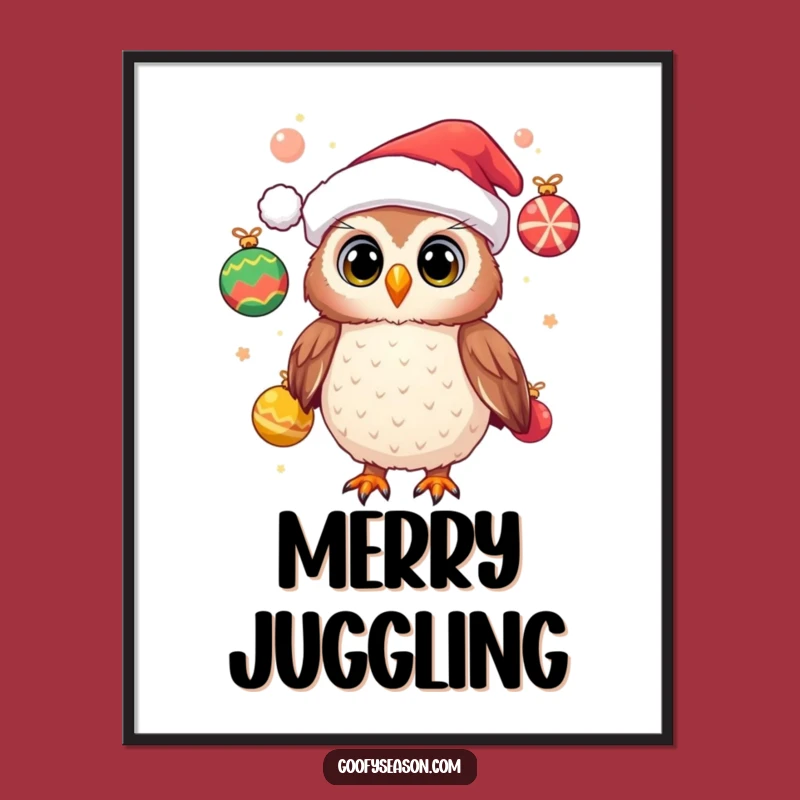 Funny Owl Digital Art, Festive Fun, Instant Holiday Decor Gift