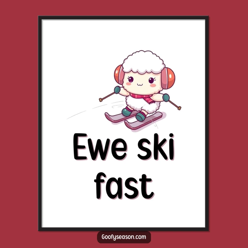 Funny Sheep Skiing Digital Art: Instant Hilarious Winter Decor for Snow Lovers