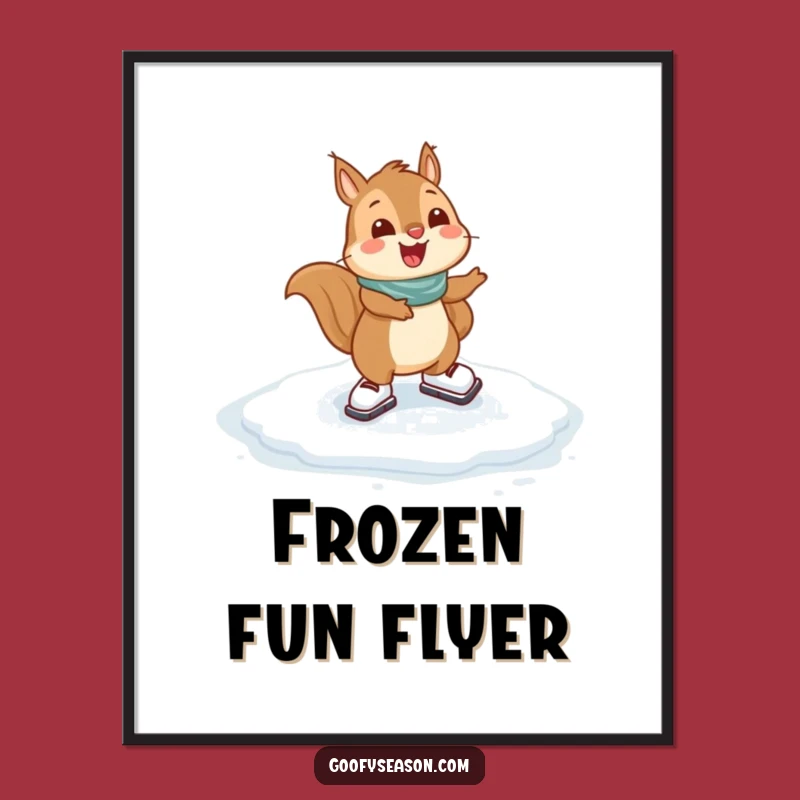 Funny Squirrel Skating Digital Art: Bring Winter Fun Instantly to Your Walls