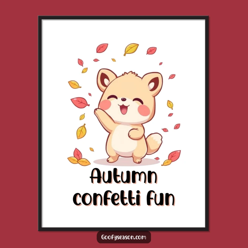Instant Funny Kawaii Autumn Animal Art Print: Download Fall Fun Today