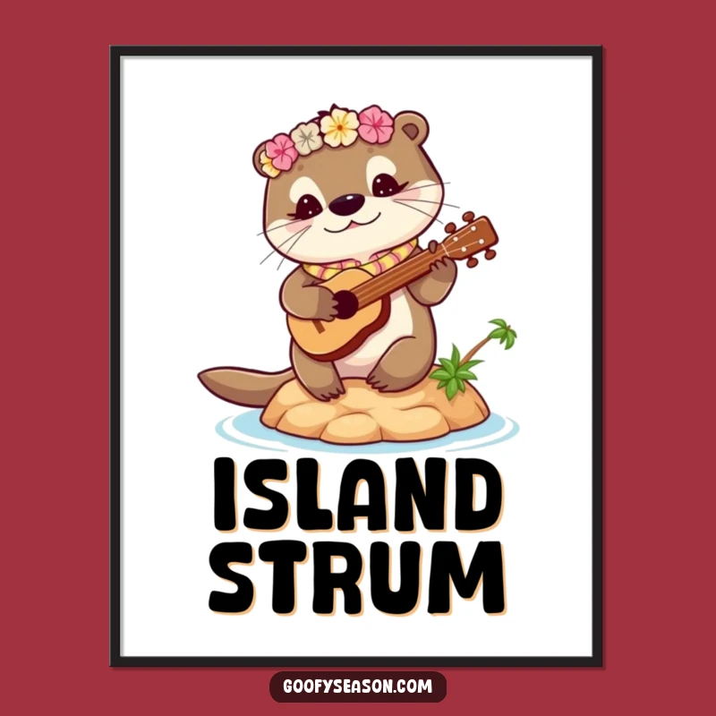 Funny Otter Ukulele Jam Digital Art - Printable Tropical Wall Decor!