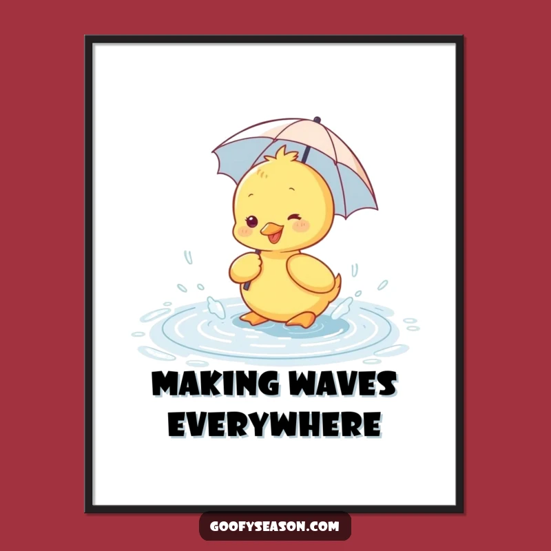 Funny Duckling Splashing Digital Art - Instant Rainy Day Cheer Gift