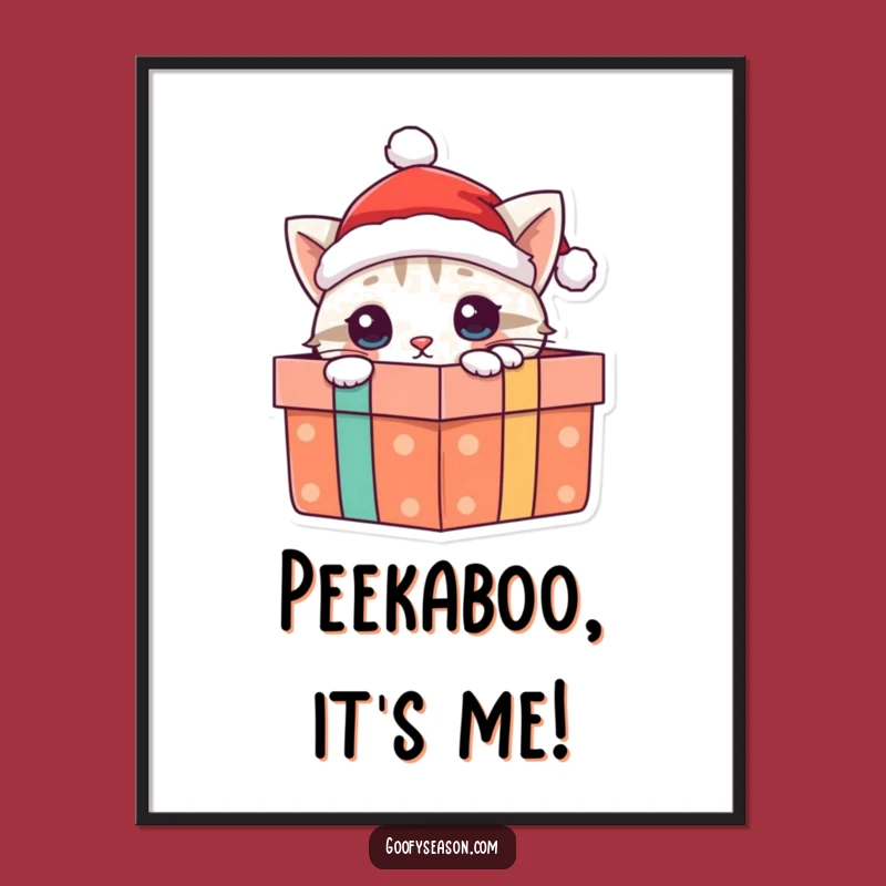 Funny Cat Santa Digital Print - Instant Holiday Gift for Cat Lovers