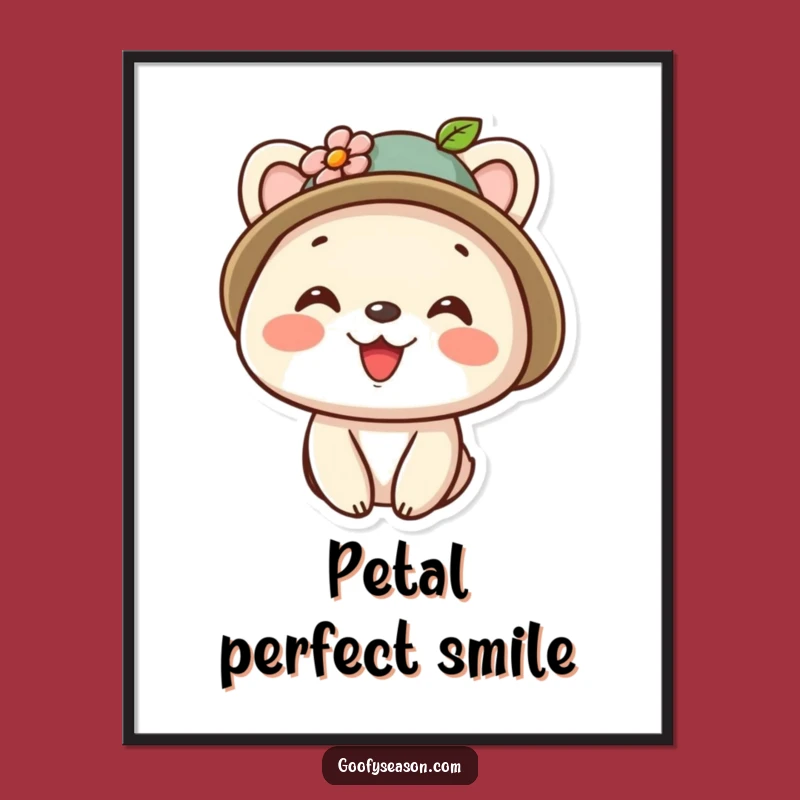 Funny Kawaii Floral Hat Animal Digital Art - Instant Cheerful Decor Gift