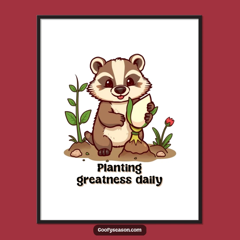 Funny Badger Planting Bulb Digital Art - Instant Gardener Cheer Gift