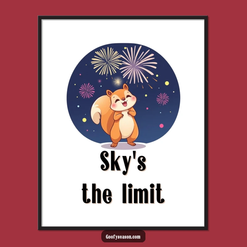 Funny Squirrel Fireworks Digital Art: Instant Night Sky Spectacle