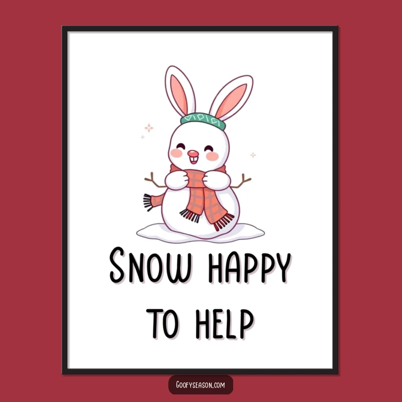 Funny Bunny Snowman Digital Art: Hilarious Winter Decor for Instant Joy