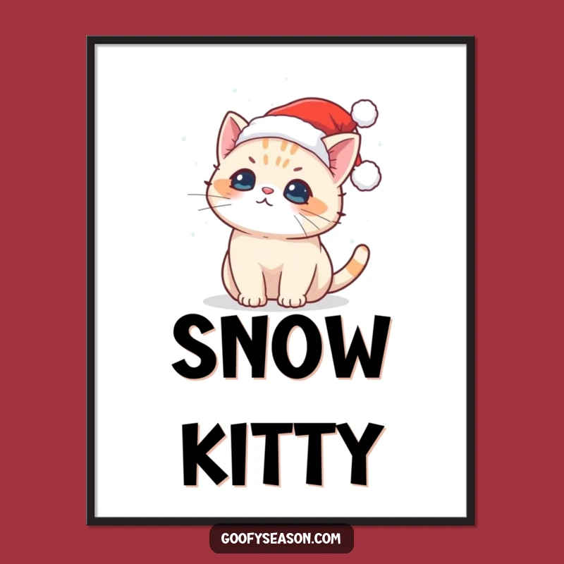Funny Kawaii Cat Snowflake Print: Cute Santa Cat Art Gift