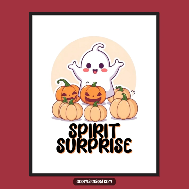 Funny Halloween Surprise Digital Art: Ghost Pumpkin Playful Scene Print Gift