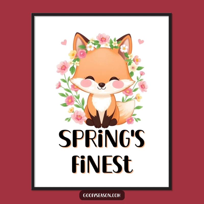 Funny Fox Digital Art, Spring Bloom, Instant Floral Decor Gift