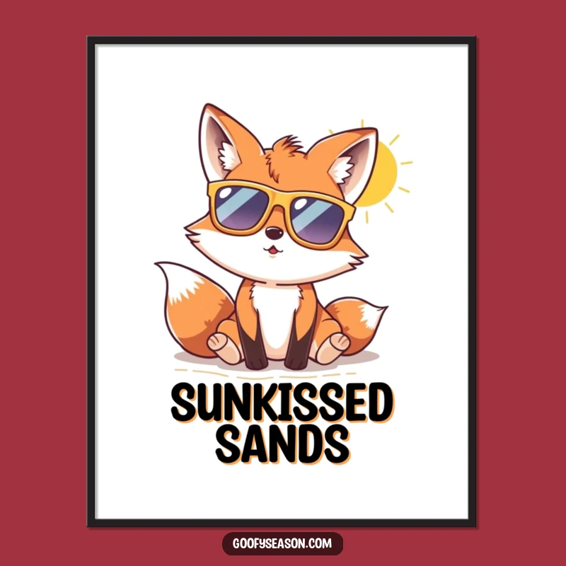 Funny Fox Beach Day Digital Art: Instant Cool & Sunny Humor