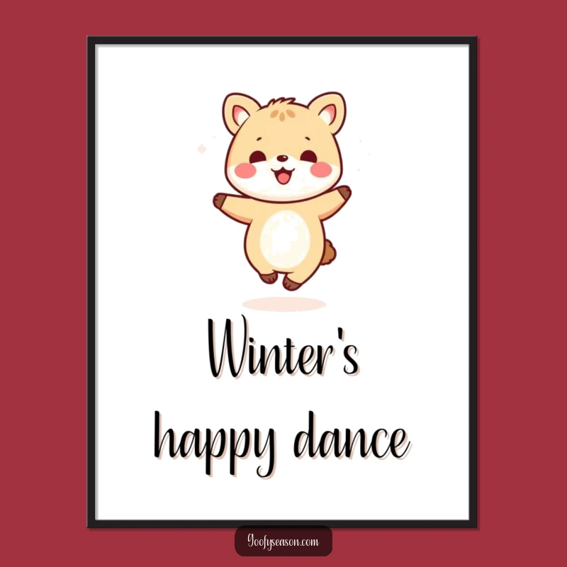 Funny Kawaii Dancing Animal Snowflake Digital Art - Instant Joyful Winter Decor Gift