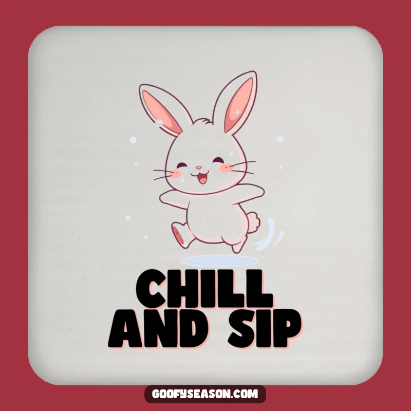 Funny Rabbit Snow Chase Coaster: Energetic Winter Protection, Gift